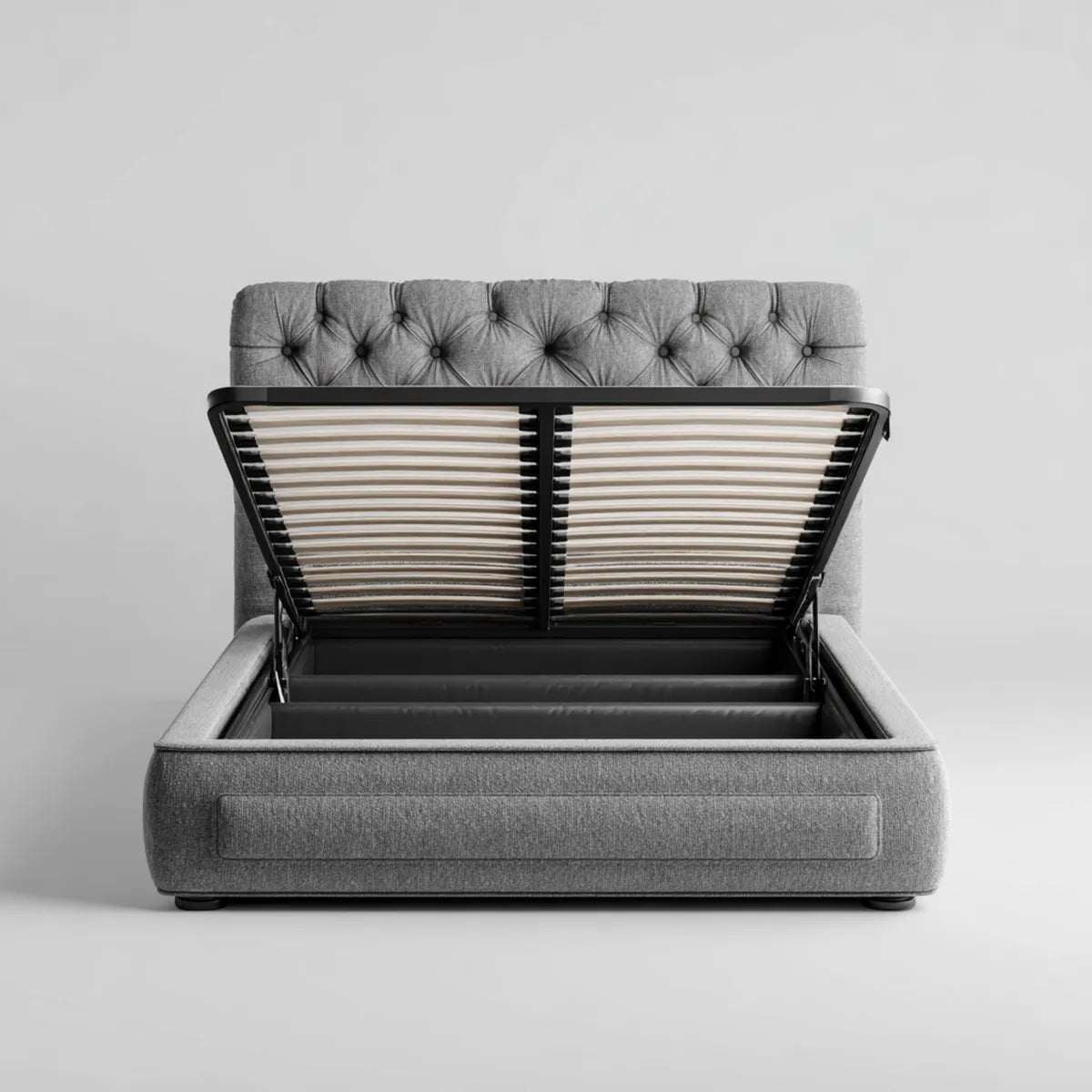 Lit coffre 160 x 200 cm gris en polyester rectangulaire