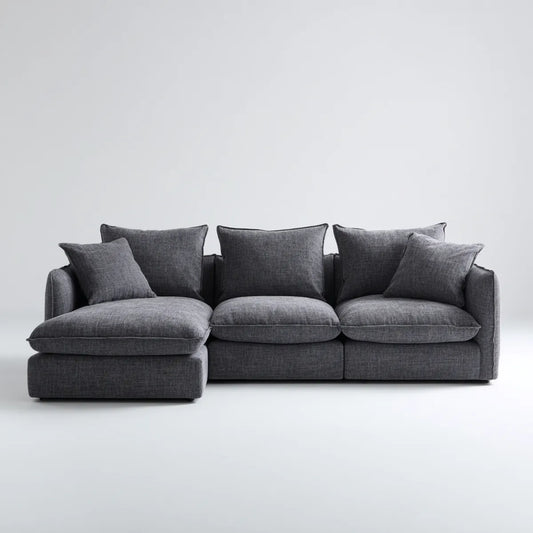 Canapé d'angle gauche 3 places gris anthracite en polyester 280 x 165 x 85 cm
