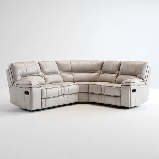Canapé d'angle relaxant 5 places beige en cuir PU 260 x 260 x 100 cm