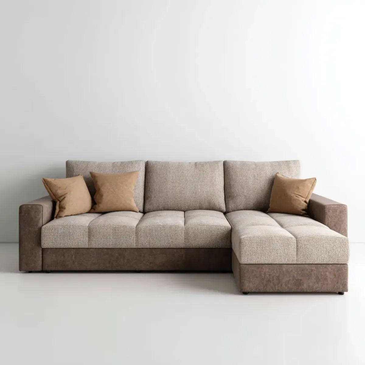 Canapé d'angle droit 4 places taupe 280 x 165 cm en polyester forme L