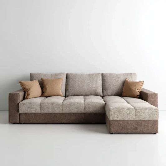 Canapé d'angle droit 4 places taupe 280 x 165 cm en polyester forme L