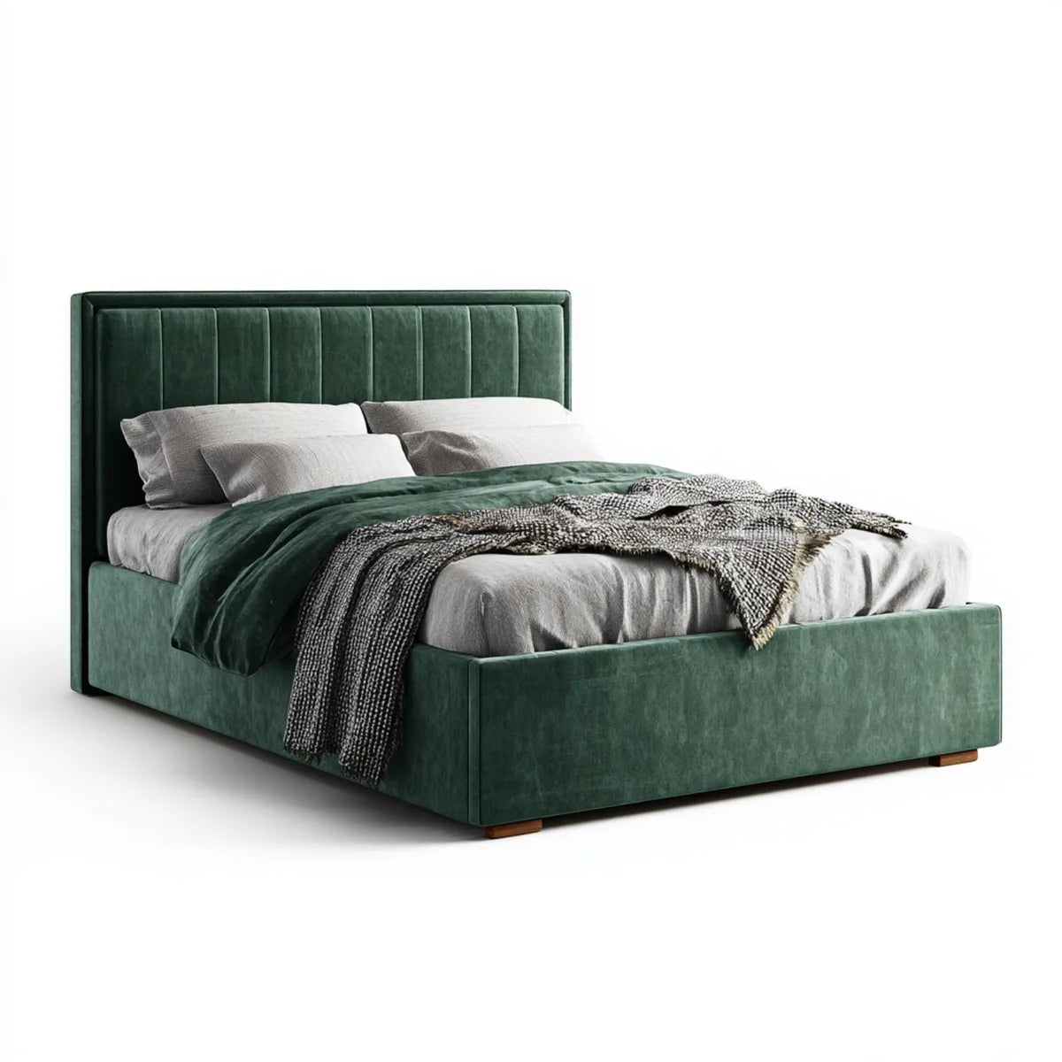 Lit coffre 160 x 200 cm vert foncé en velours polyester rectangulaire
